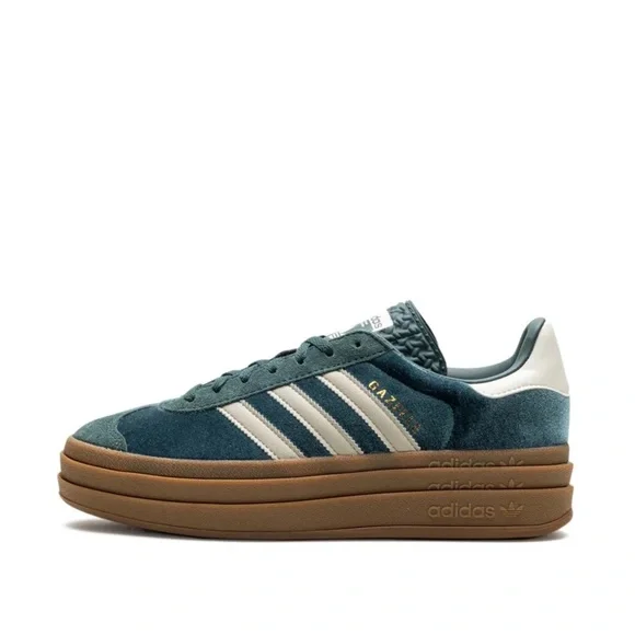 Adidas Gazelle Bold "Mineral Green/Putty Grey" Platform Sneakers Size 7 - Picture 2 of 8